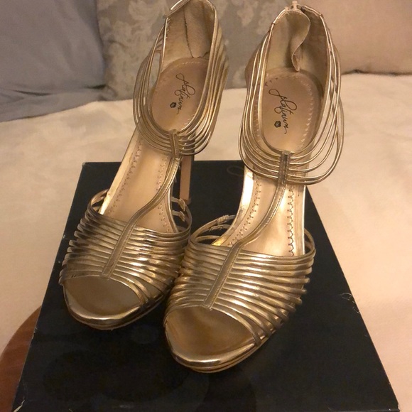 Gold Strap Heels - Picture 1 of 8